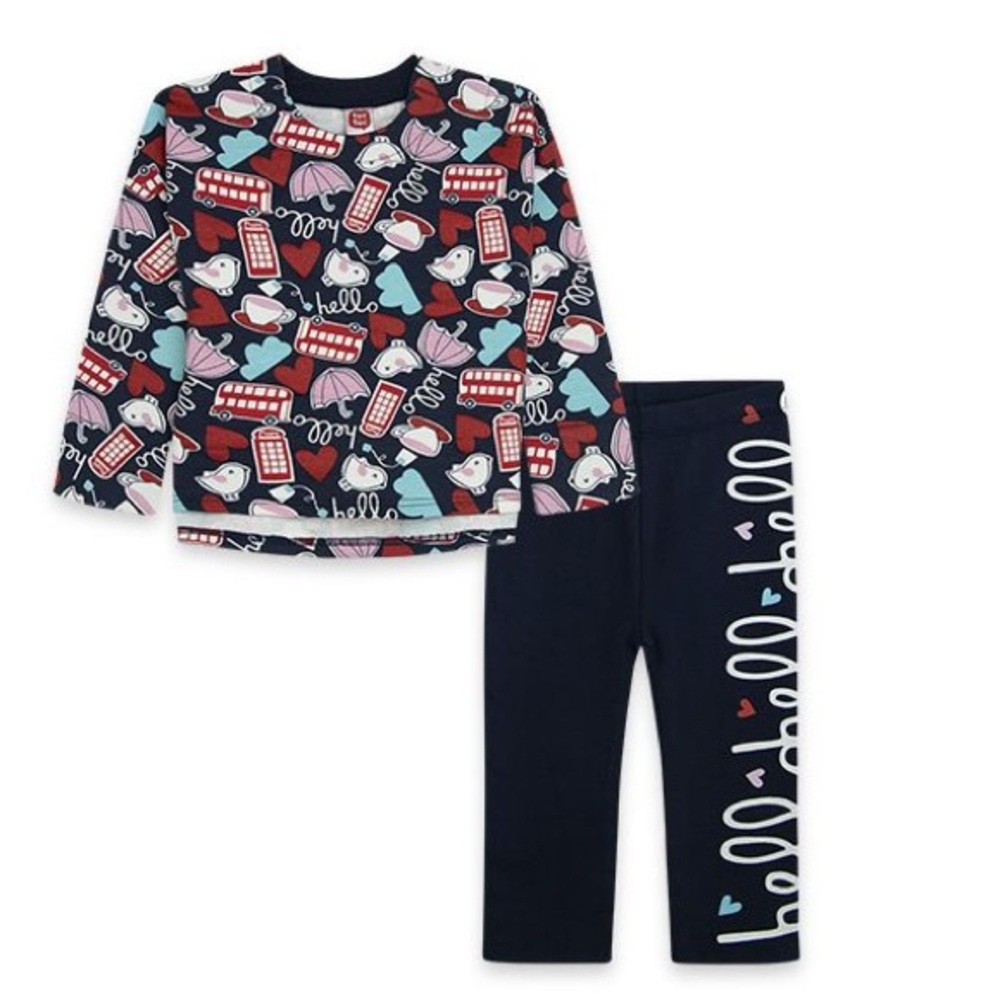 Colorful Graphic Long Sleeve Top and Leggings Set